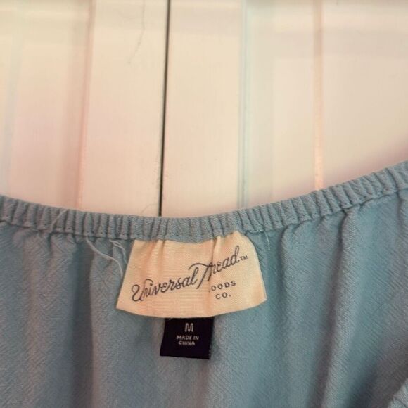 Universal thread blue smocked waist tie puff sleeve dress M - Picture 5 of 12